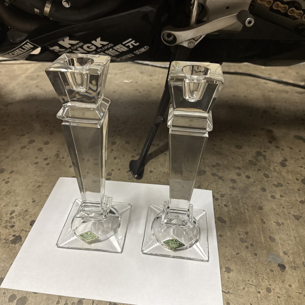 Shannon Crystal Candlesticks Candle Holder  10 inch VTG Slovakia. 24%. Lot Of 2